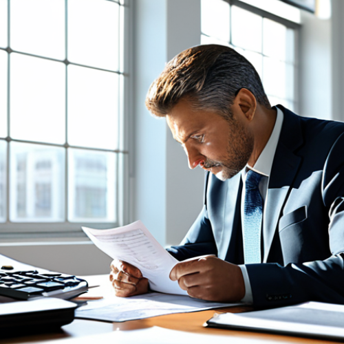 Financial Recovery**

A determined individual in professional attire, reviewing financial documents at a clean desk, calculator nearby, sunlight streaming through a window symbolizing hope, fully clothed, appropriate content, safe for work, perfect anatomy, natural proportions, professional, modest, office setting.

**